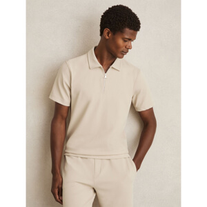 REISS ALBANY Textured Half Zip Polo Shirt